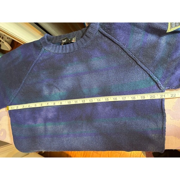 Men’s DIESEL Large Wool/Nylon Blend sweater Navy/Blue/ Purple/green stripe - Picture 9 of 15